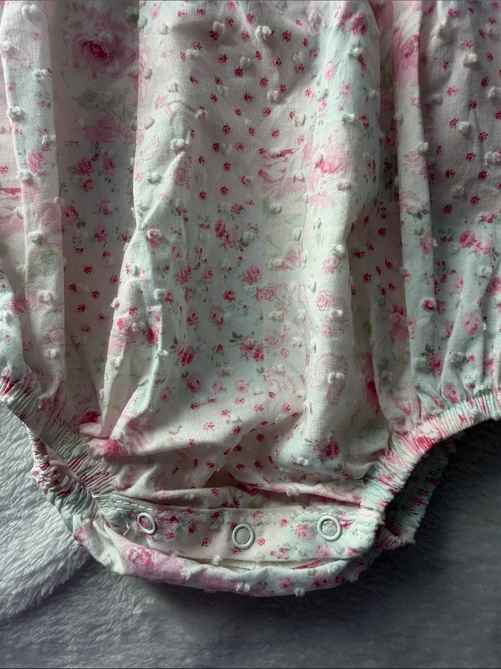 Shabby Chic Pink Floral Baby Romper with Pale Pink Round Sunglasses